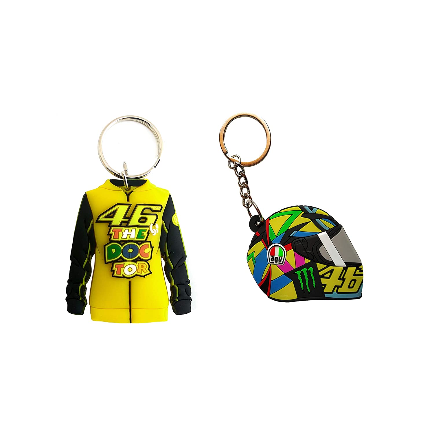 AVI Multi-Colour Double-Sided for Rossi Jacket Keychain & Double-Sided DR 46 for Rossi AGU Helmet Keychain Combo Pack (2 pcs) R1402437-Stumbit Bikes and Cars